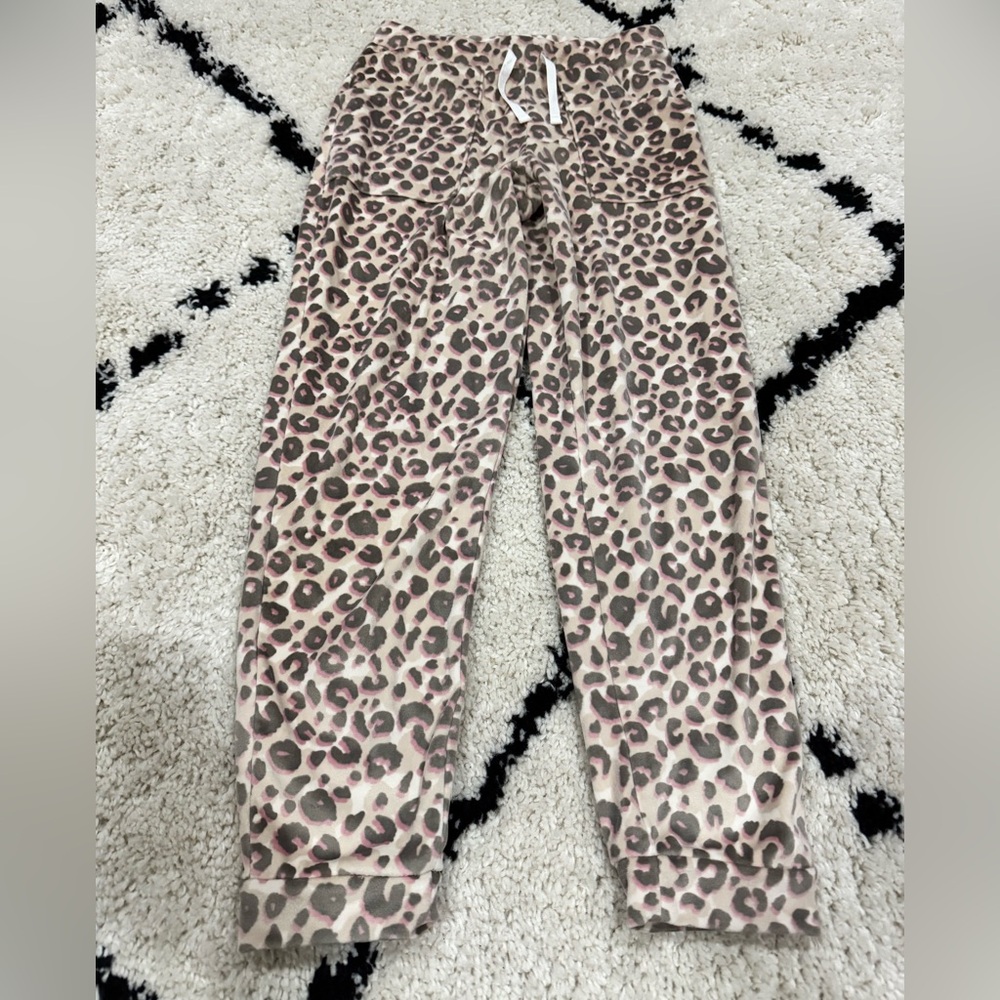 Cat & Jack Pink and Taupe Leopard Print Fleece Joggers